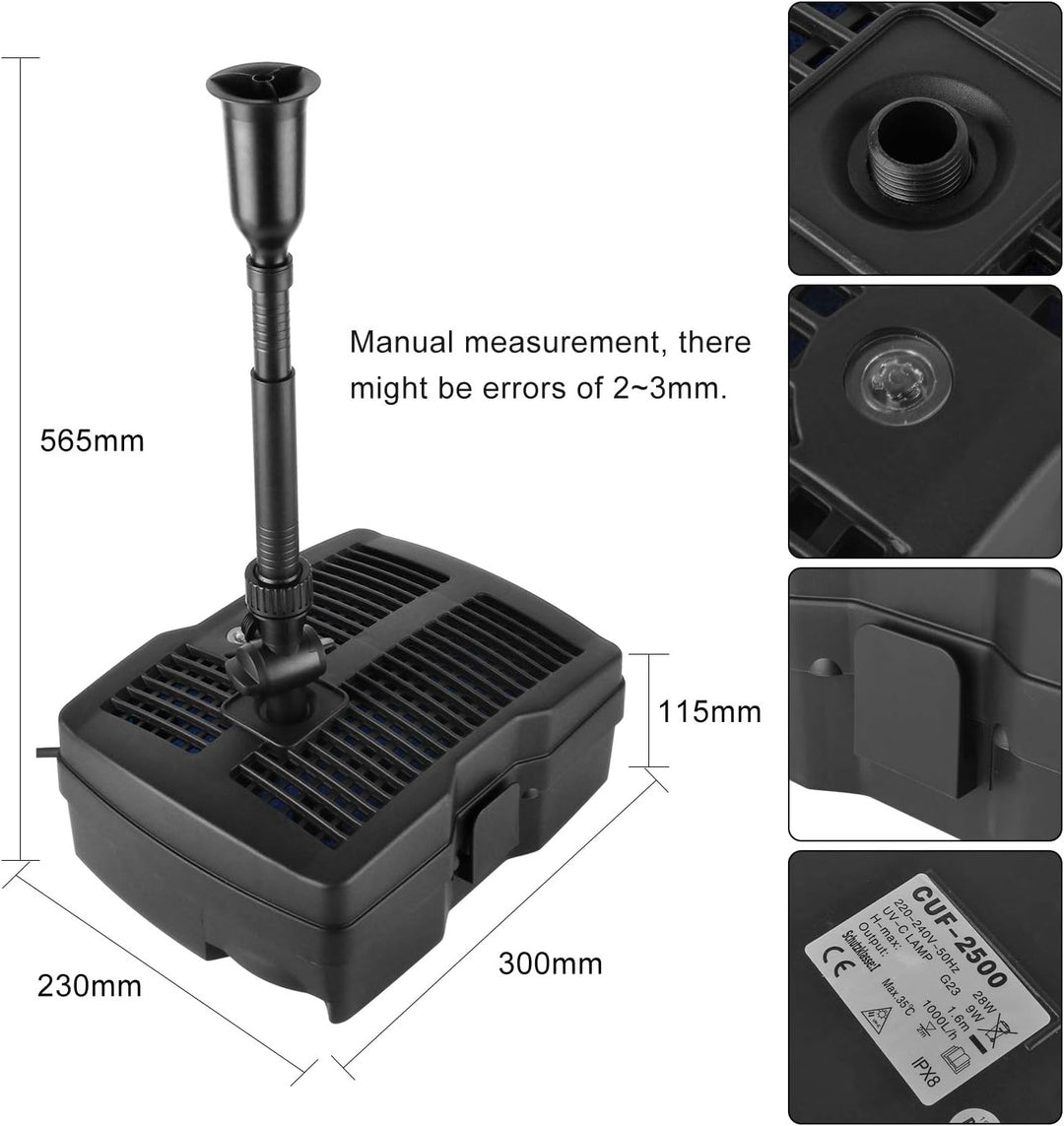 YAOBLUESEA 4 in 1 Teichpumpe Springbrunnenpumpe mit Filter UV-Klärer,Wasserspielpumpe Bachlaufpumpe,