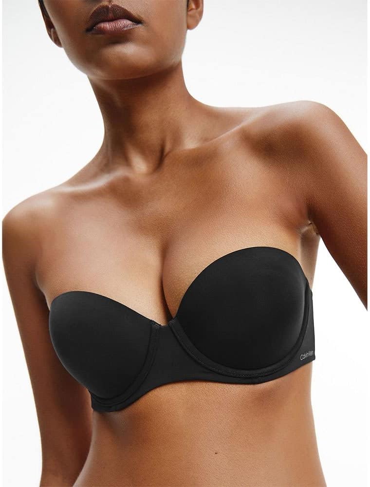 Calvin Klein Damen Trägerloser BH Push-Up, Schwarz (Black), 70DD (32DD)