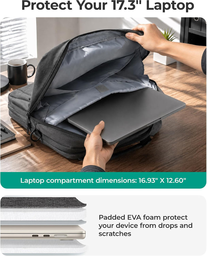 bagsmart 17,3-Zoll-Laptoptasche, Erweiterbare Aktentasche, Computertasche für Herren und Damen, Lapt