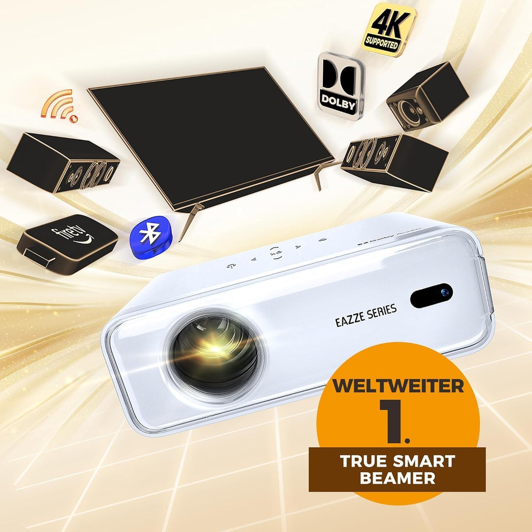 Aurzen Eazze D1 Beamer 4K Heimkino Projektor: Smart Full HD 1080P Beamer mit NetfIix Officially & Do