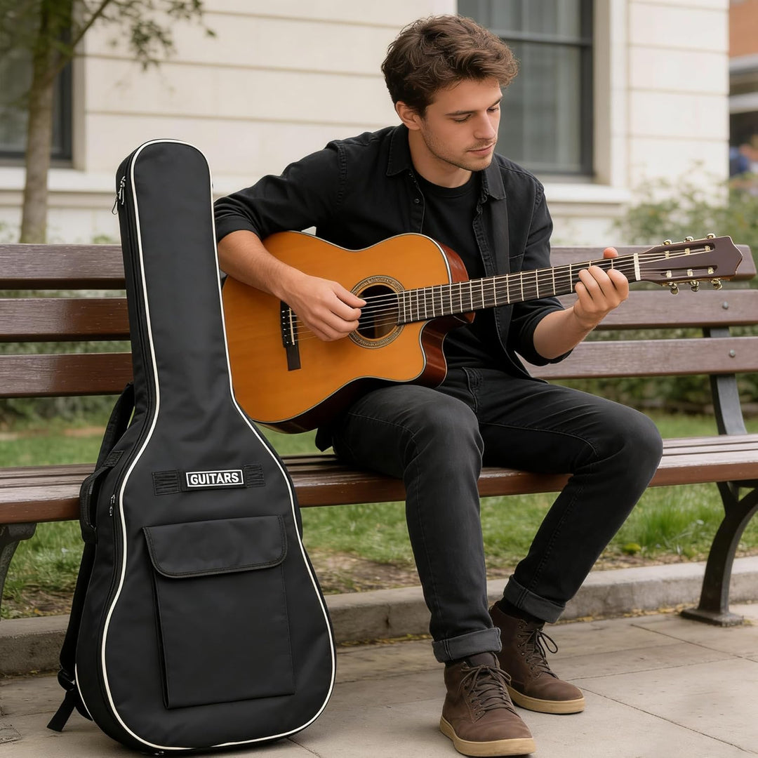 SUQ Wasserdichte Oxford Gitarrentasche, 40/41 Zoll Tasche Musikmuster Nylon Gigbag, E-Gitarrentasche