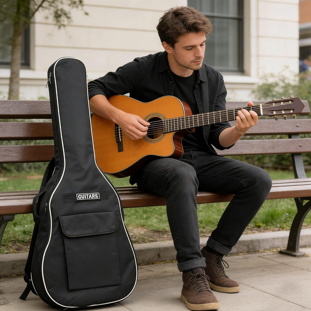 SUQ Wasserdichte Oxford Gitarrentasche, 40/41 Zoll Tasche Musikmuster Nylon Gigbag, E-Gitarrentasche