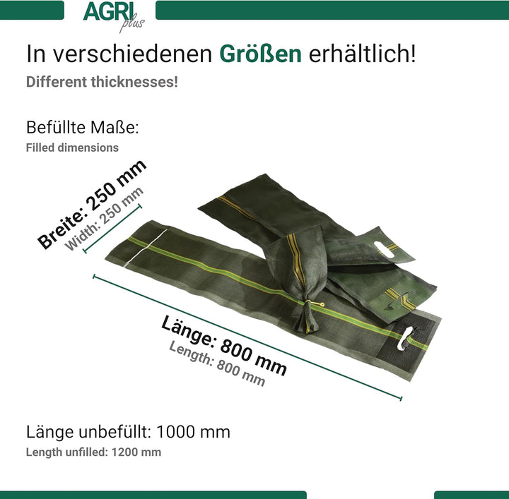 AGRI plus Silo-Sandsäcke mit Griff I 20 Stück I Sandsäcke zum Befüllen mit 12kg Fassungsvermögen I 2