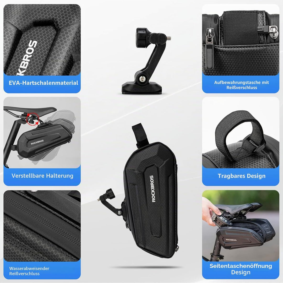 ROCKBROS Fahrrad Satteltasche Fahrradtasche Wasserabweisend 3D Hard Shell Fahrradsitz Tasche mit Sch