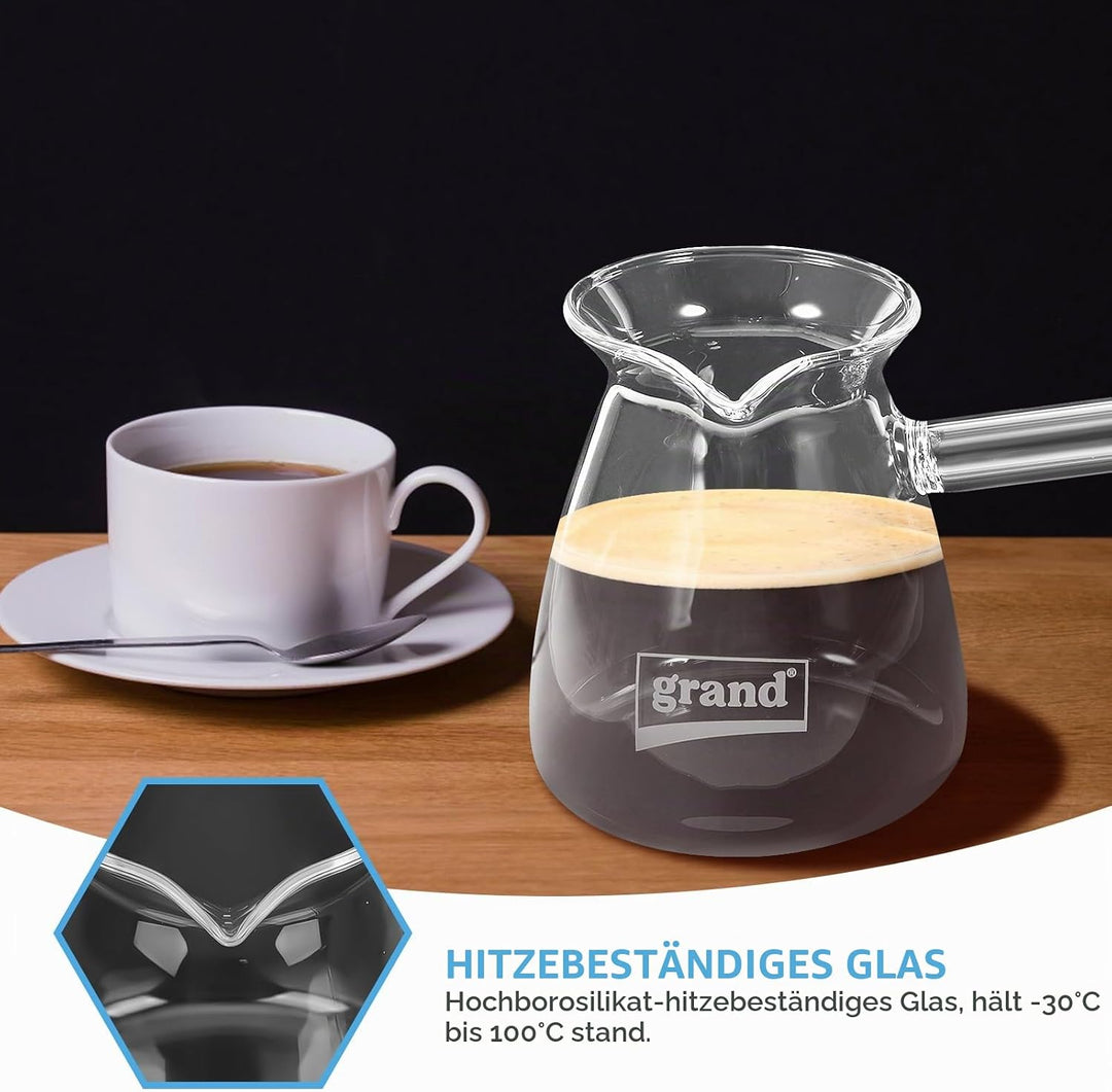Cabilock Cezve 450 ml, Türkische Kaffeekanne aus Glas mit Seitengriff | Glas Kaffee, Kaffeeseitenhan