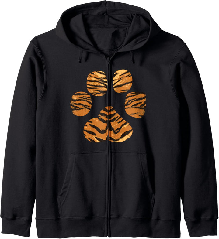 Tiger Design Tierpfötchen Druck Kapuzenjacke