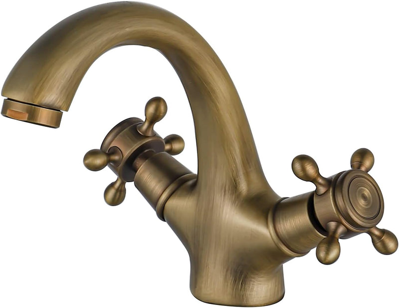 BOAOTX Wasserhahn Bad Antik Messing, Waschtischarmatur Retro, Waschbeckenarmatur zweigriff, Badarmat