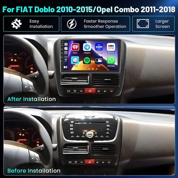 Hikity 4+64GB Android 15 Autoradio für FIAT Doblo 2010-2015/Opel Combo 2011-2018 Mit Wireless Carpla