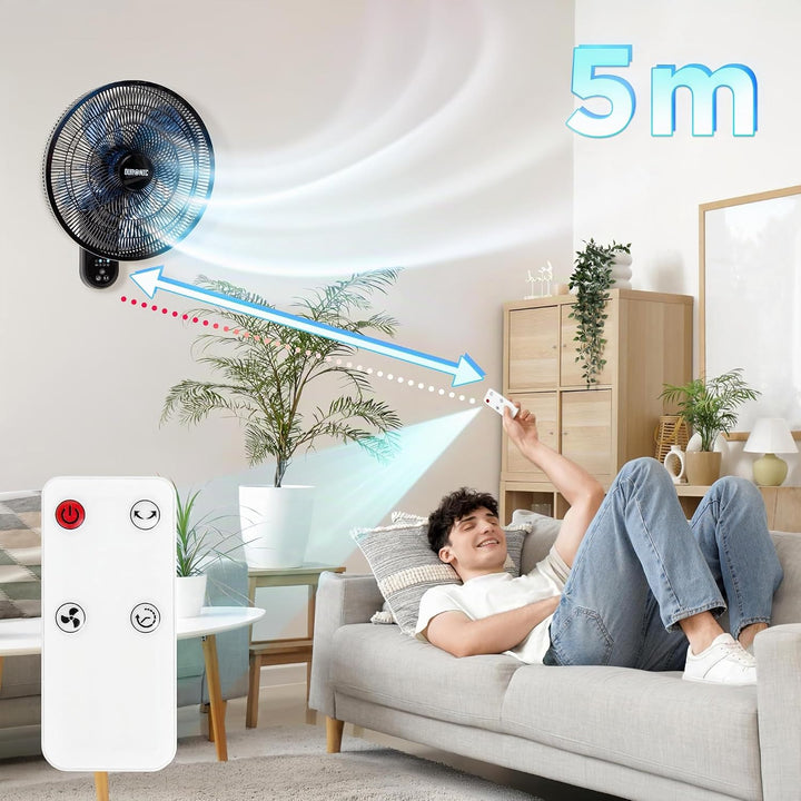 Duronic FN42 Wandventilator, Ventilator zur Montage, mit Fernbedienung Fn42 Bk, Fn42 Bk
