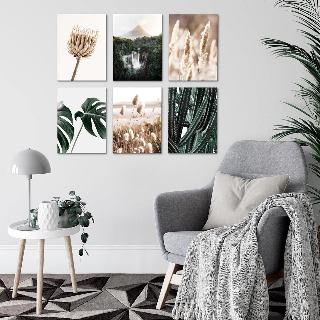 Novart Set Wandbilder - KEIN EXTRA RAHMEN BENÖTIGT - Wohnzimmer Schlafzimmer - Bilder Modern Boho Na