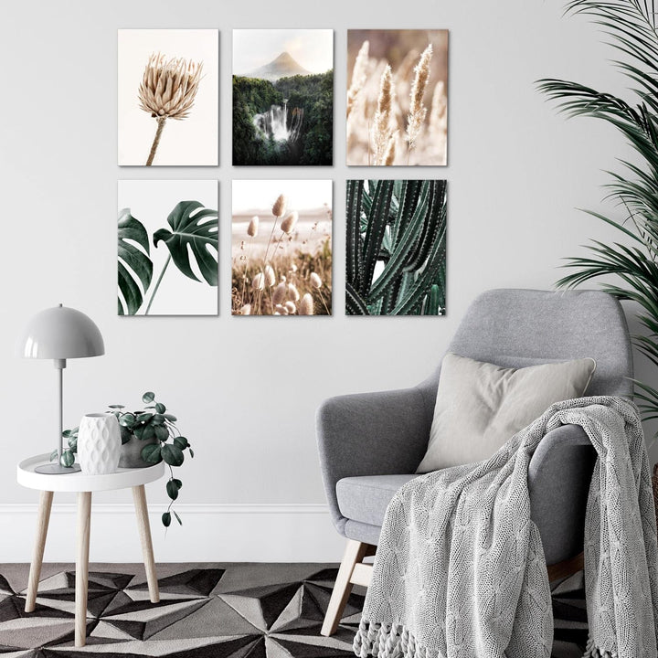 Novart Set Wandbilder - KEIN EXTRA RAHMEN BENÖTIGT - Wohnzimmer Schlafzimmer - Bilder Modern Boho Na