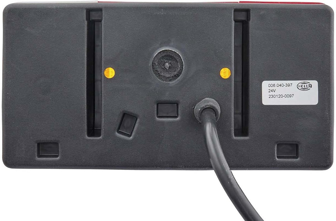 HELLA - Heckleuchte - Glühlampe - 24V - Anbau - Lichtscheibenfarbe: rot/gelb - Kabel: 1000mm - Steck