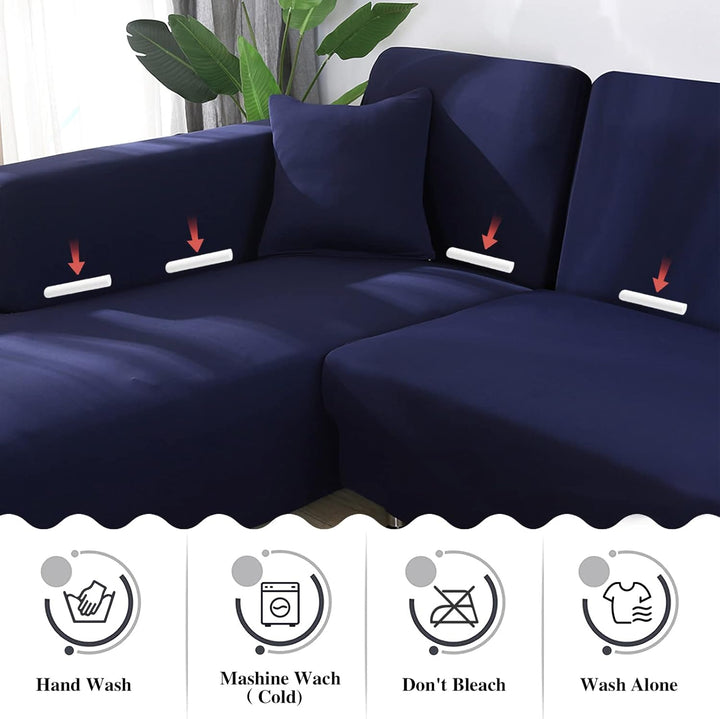 Jaotto Sofa Überwürfe Sofabezug Elastische Spandex Stretch Sofabezüge Couchbezug für L-Form Sofa Uni