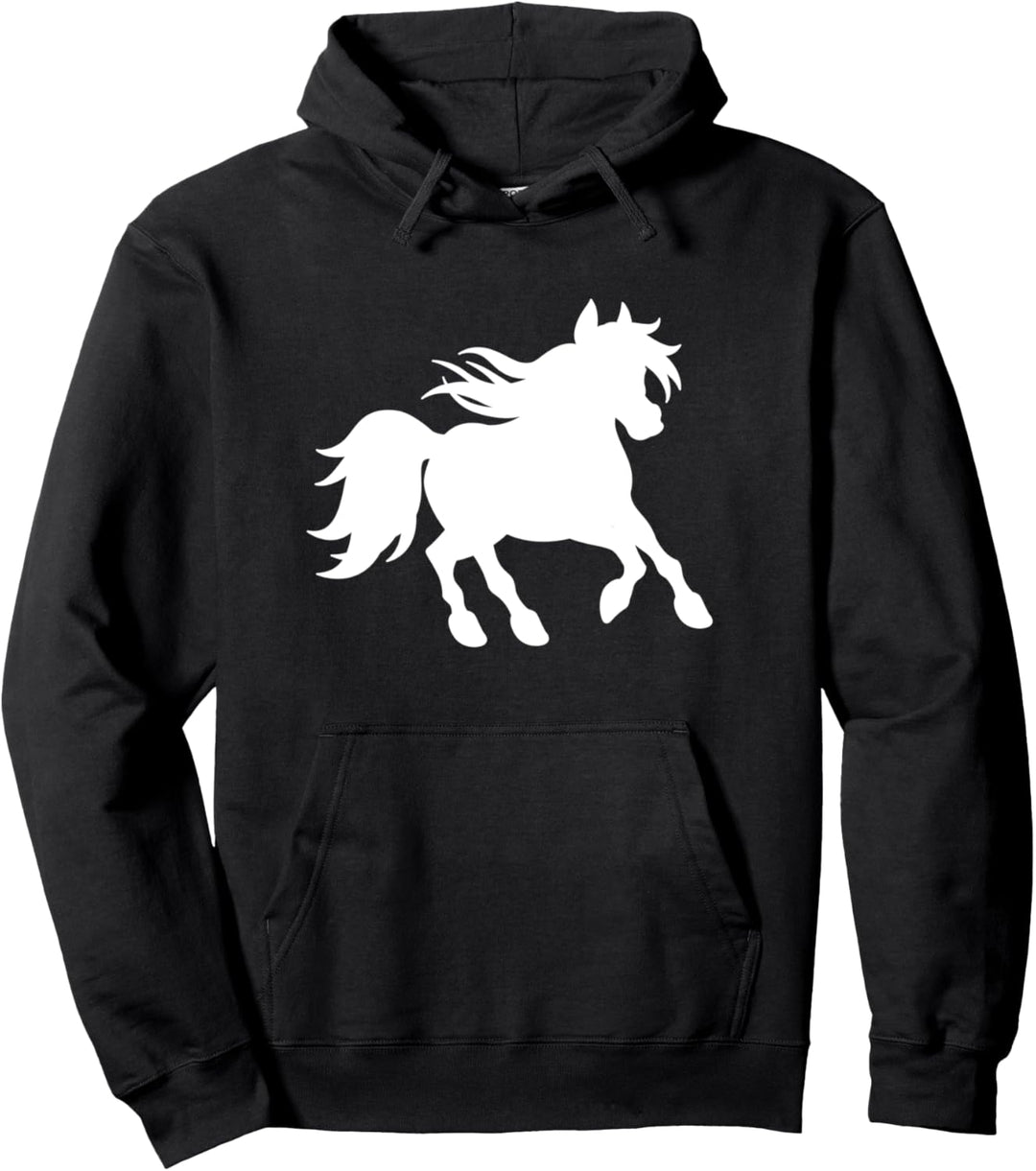 Rassehengst mit wehender Mähne im Sonnenuntergang - Pferde Pullover Hoodie