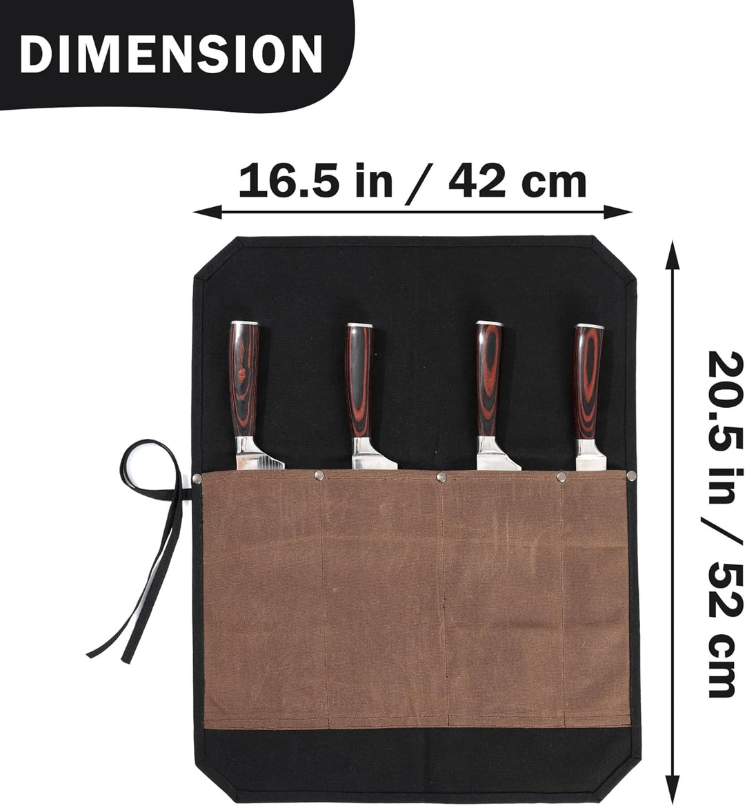 Kaaltisy Kochmesser Roll, 16OZ gewachstes Segeltuch, Messertasche mit professionellem schnittfestem