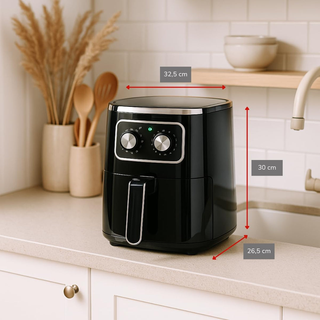 alpina Airfryer 4.5L - Heissluftfritteuse 1-4 Personen - Air Fryer mit Timer-Funktion - einstellbare