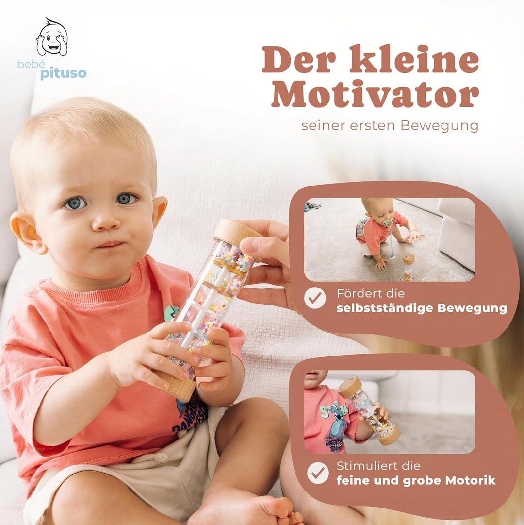 Regenmacher baby | Montessori Spielzeug ab 6 Monate | Sensorik- und Motorikspielzeug | Greifspielzeu