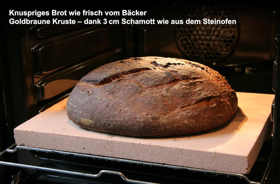 PIZZASTEIN - BROTBACKSTEIN Set, extra dicker lebensmittelechter Schamottestein eckig 40 x 30 x 3 cm