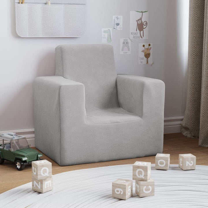 Kindersofa 52x39x50 cm Hellgrau Weich Plüsch Kinderzimmer MöBel Schlafcouch Mini Sofas & Couches Kin