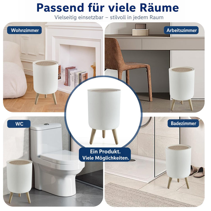 Badezimmer Mülleimer mit Sensor, 9L, automatisch und leise, Weiss