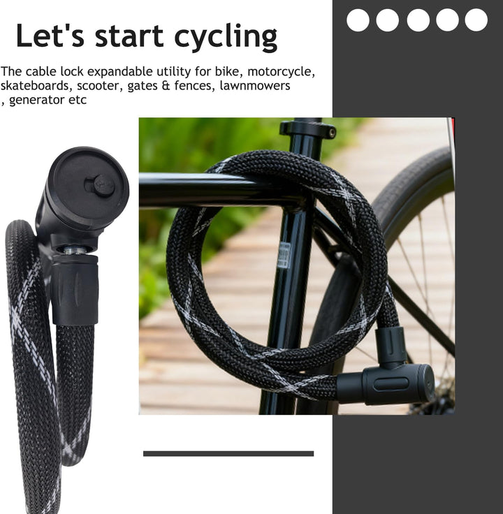 Senston Fahrradschloss mit 1 m × 18 mm geflochtenem Stahlkabel und 2 Schlüsseln