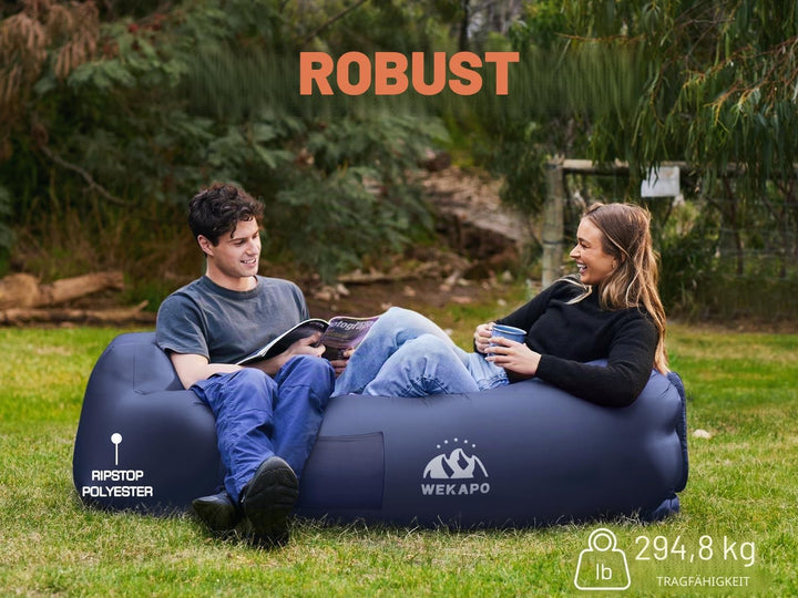 WEKAPO Aufblasbare Liege, Luft-Sofa, Hängematte, tragbar, wasserfest, Anti-Luftleck-Design, ideal fü