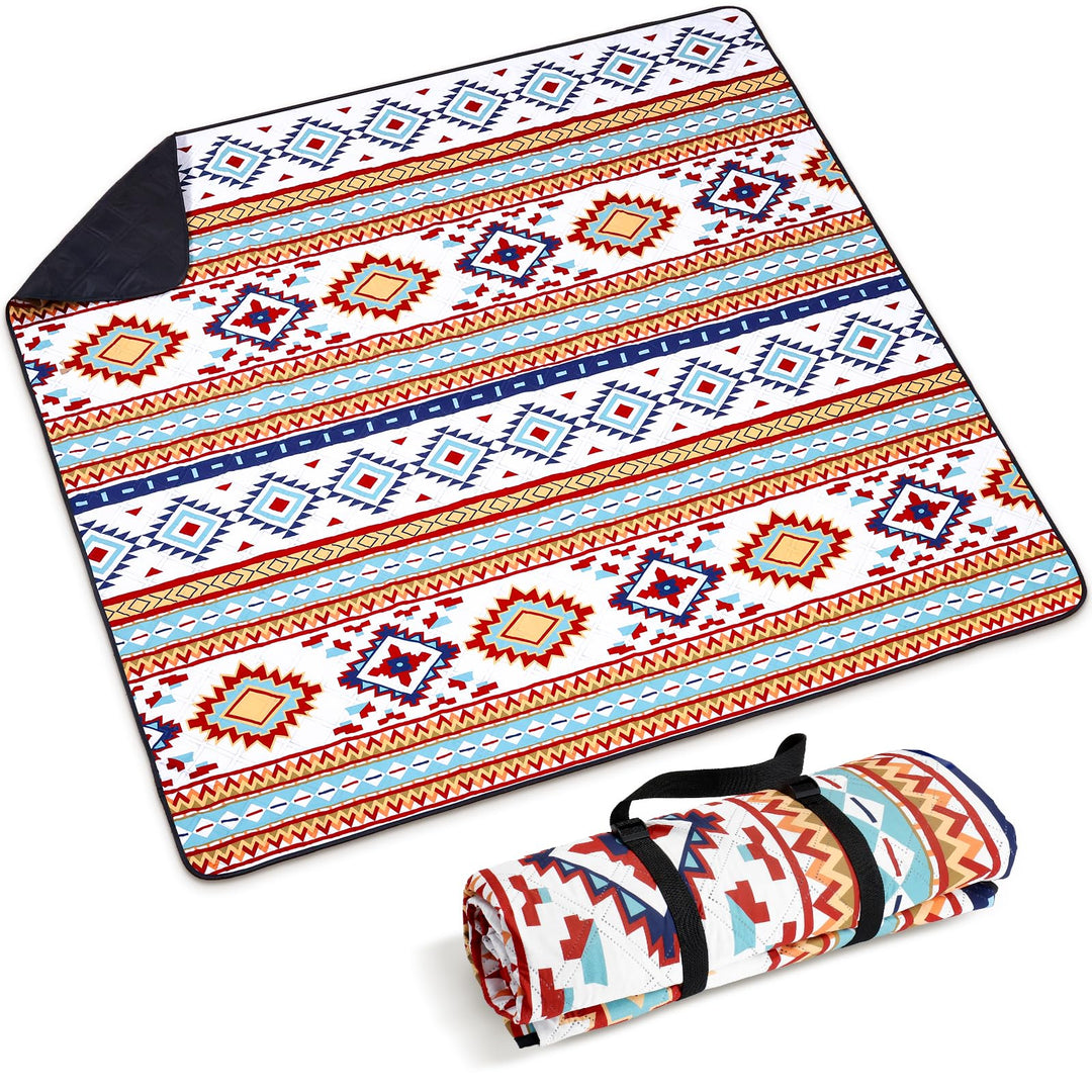 Picknickdecke 200x200cm XXL, wasserdichte sandfreie Stranddecke, 3-lagig gepolsterte isolierte Campi