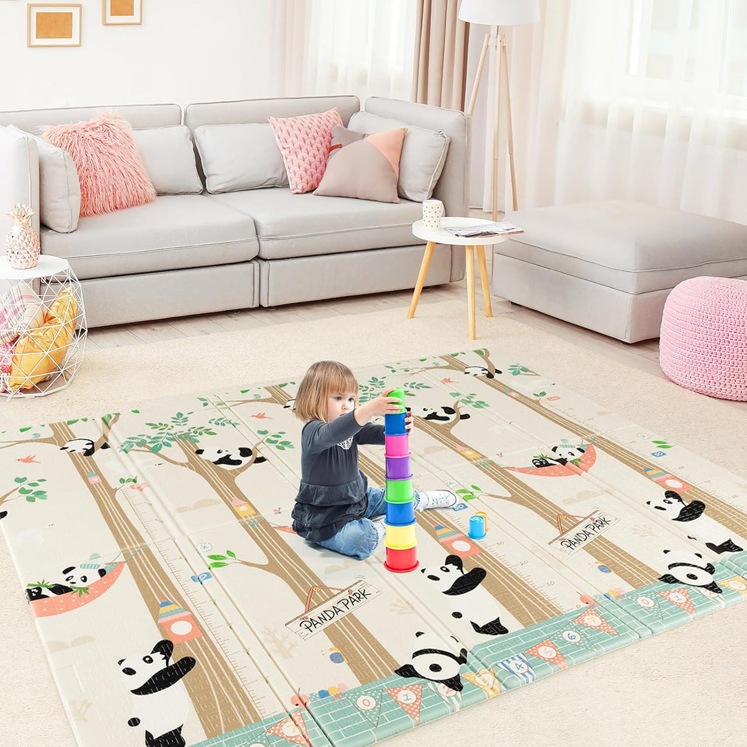 DREAMADE Faltbare Spielmatte Baby, 200 x 180 cm Doppelseiten Spieldecke aus XPE, Krabbelmatte für In