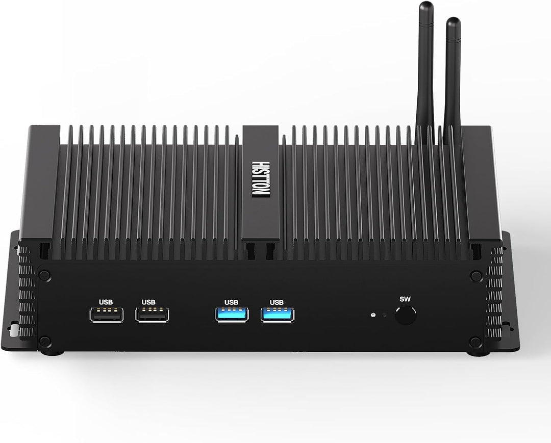 HISTTON Lüfterlos Industrie Mini PC,Desktop Computer i7-8550U,DDR4 16 GB RAM 512 GB SSD,6RS232 COM,W