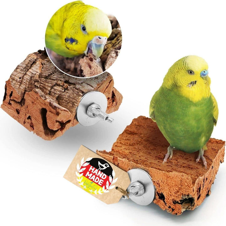 Vogelgaleria® 2 x Kork-Pickstein. Die leckere Alternative zum Kalkstein oder Sepia-Schale, Wellensit