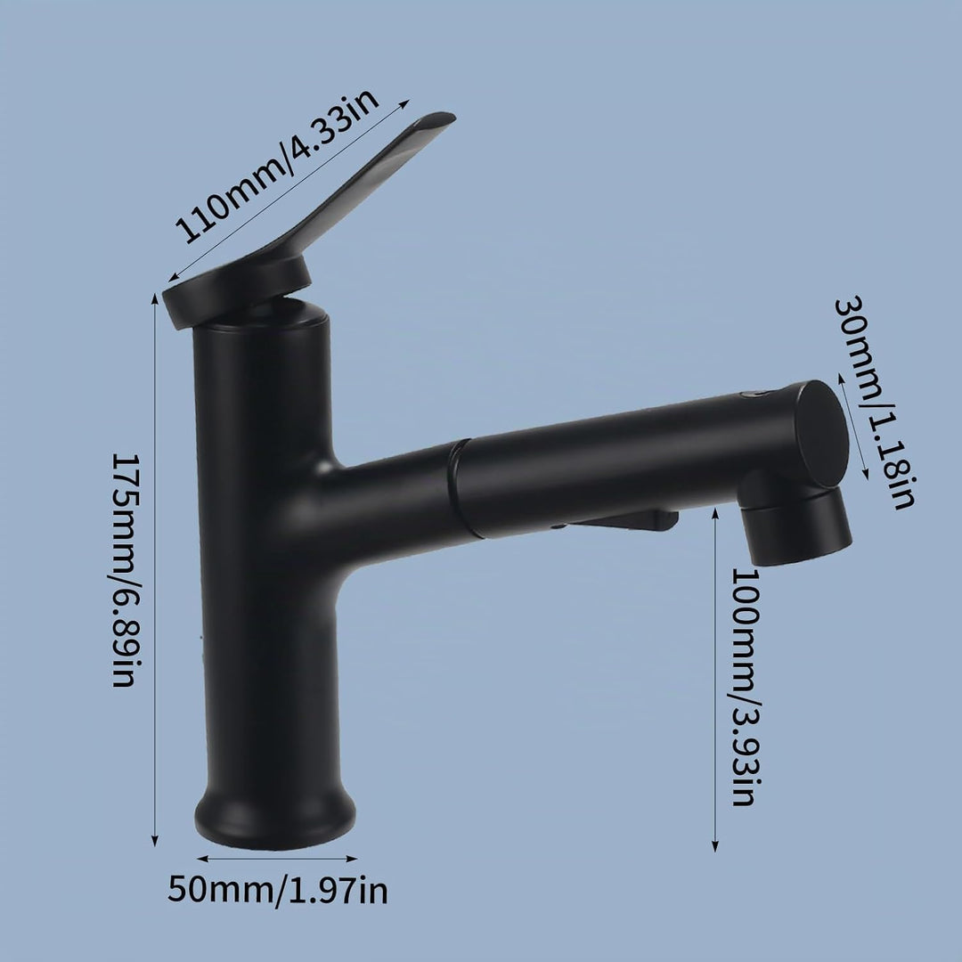 Wasserhahn Ausziehbar Wasserhahn Bad Schwarz mit 3 Wasserstrahlarten Brause Kalt und Warm Einhebelmi