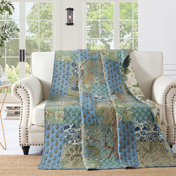 Qucover Patchwork Tagesdecke Patchworkdecke aus Reiner Baumwolle, Bettüberwurf für Doppelbett, Vinta