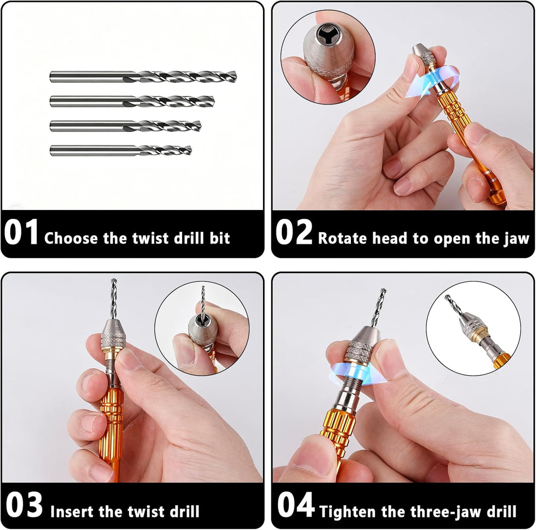 Präzision Handbohrer Pin Vise Werkzeuge für Giessharz Bohren, Modellbau, Bastelarbeiten, Resin Schmu