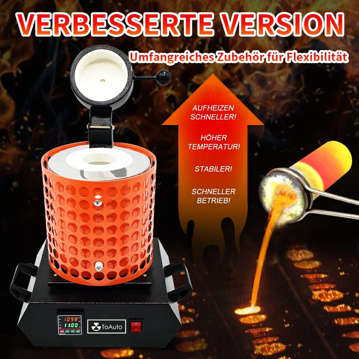 FASTTOBUY 3kg Digitale Schmelzofen 1100°C /2012°F, Automatischer Schmelzofen für Metall, Elektrische