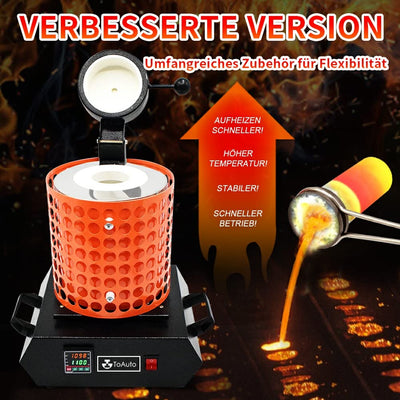FASTTOBUY 3kg Digitale Schmelzofen 1100°C /2012°F, Automatischer Schmelzofen für Metall, Elektrische