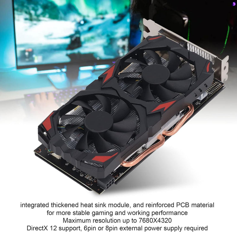 Cuifati Radeon RX 580-Grafikkarte, 8 GB, GDDR5-Gaming-Grafikkarten, 256-Bit-RX 580-Grafikkarte mit Z