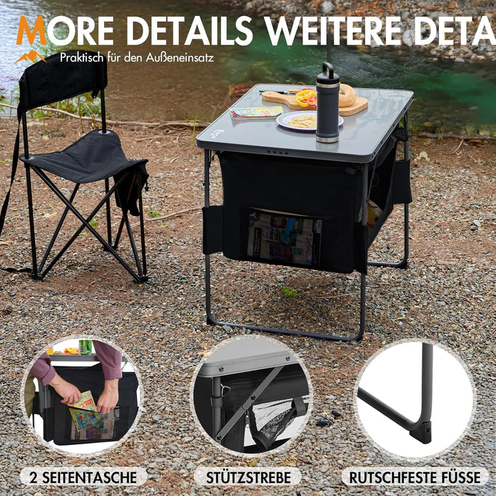 Portal Campingtisch Faltbar mit Stauraum Klapptisch klappbar Esstisch Mini Gartentisch Ultraleicht f