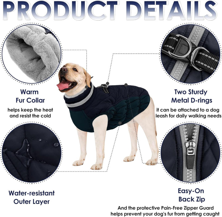 AOFITEE Hundejacke Kleine Hunde, Wasserdicht Hunde Wintermantel Warm Hundemantel mit Geschirr, Rollk