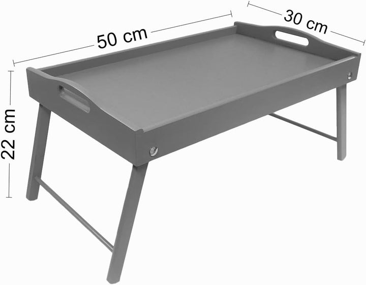COLLECTOR Betttablett - Frühstückstablett aus Holz mit eingeklappten Beinen GRAU
