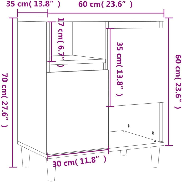 vidaXL Sideboard, Kommode mit 4 Fächern 2 Türen, Highboard Wohnzimmerschrank mit Holzbeinen, Schrank