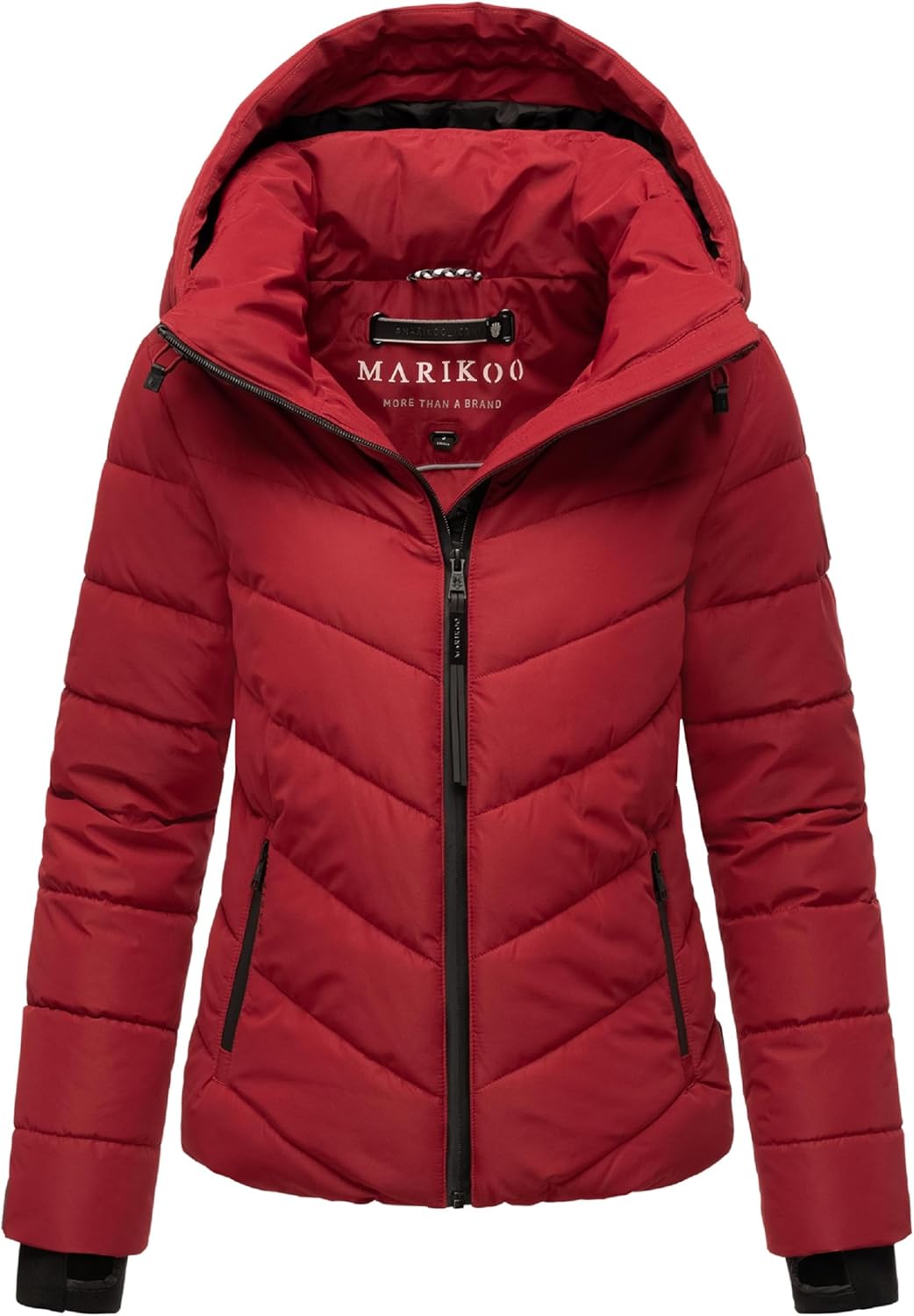 MARIKOO Damen Winterjacke warme Steppjacke mit abnehmbarer Kapuze Samuiaa XVI XS-3XL S Dark Red, S D