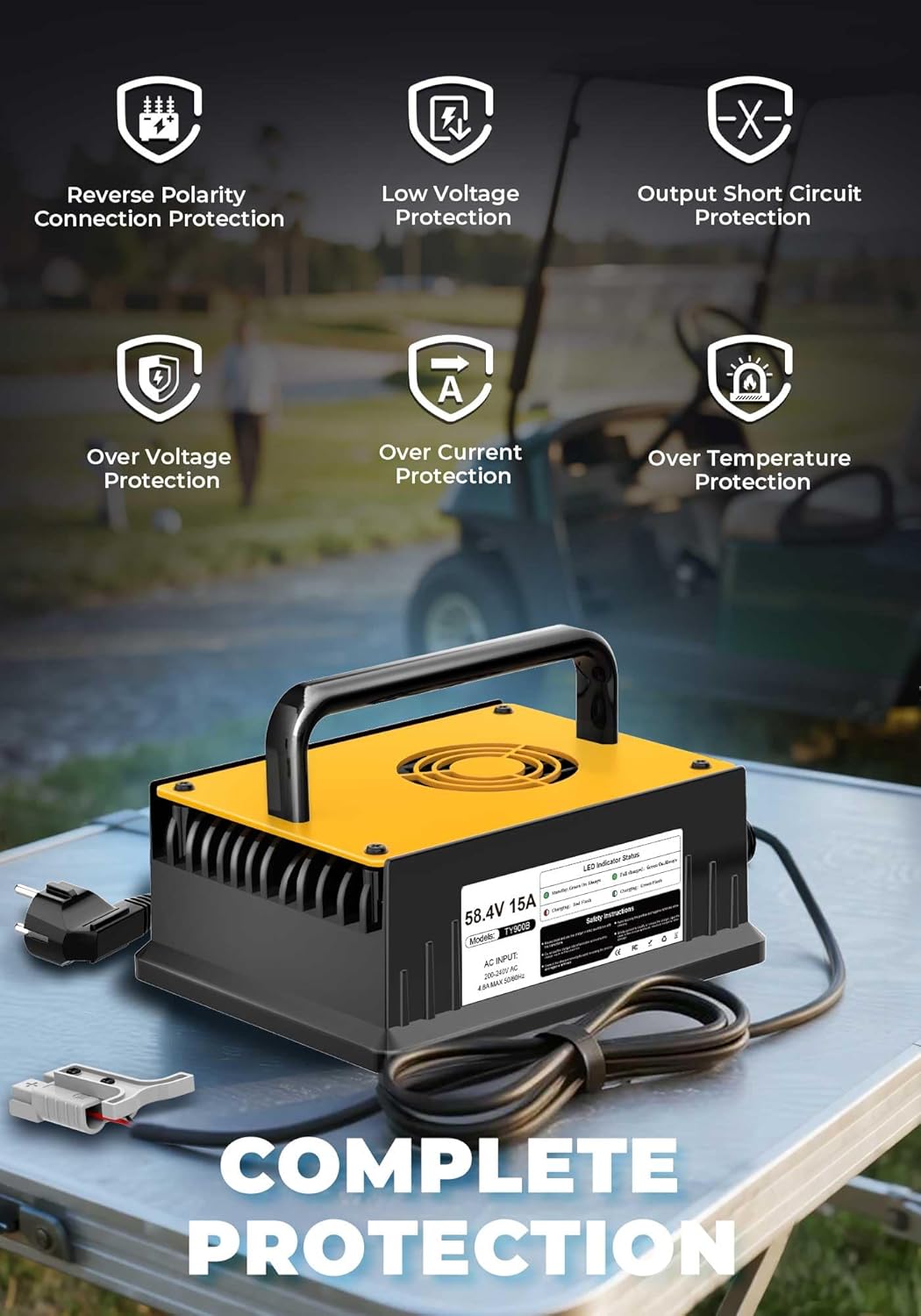 58,4V 15A LiFePO4 Lithium Batterie Ladegerät für 48V(51,2V) Lithium Eisenphosphat, Ladegerät für Lit