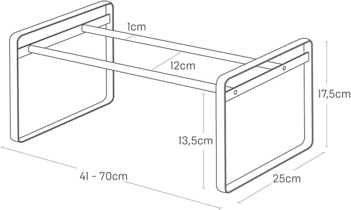 Yamazaki 7209 FRAME Ausziehbares Schuhregal, weiss, Stahl, Minimalistisches Design, 41～70 x 25 x 17,