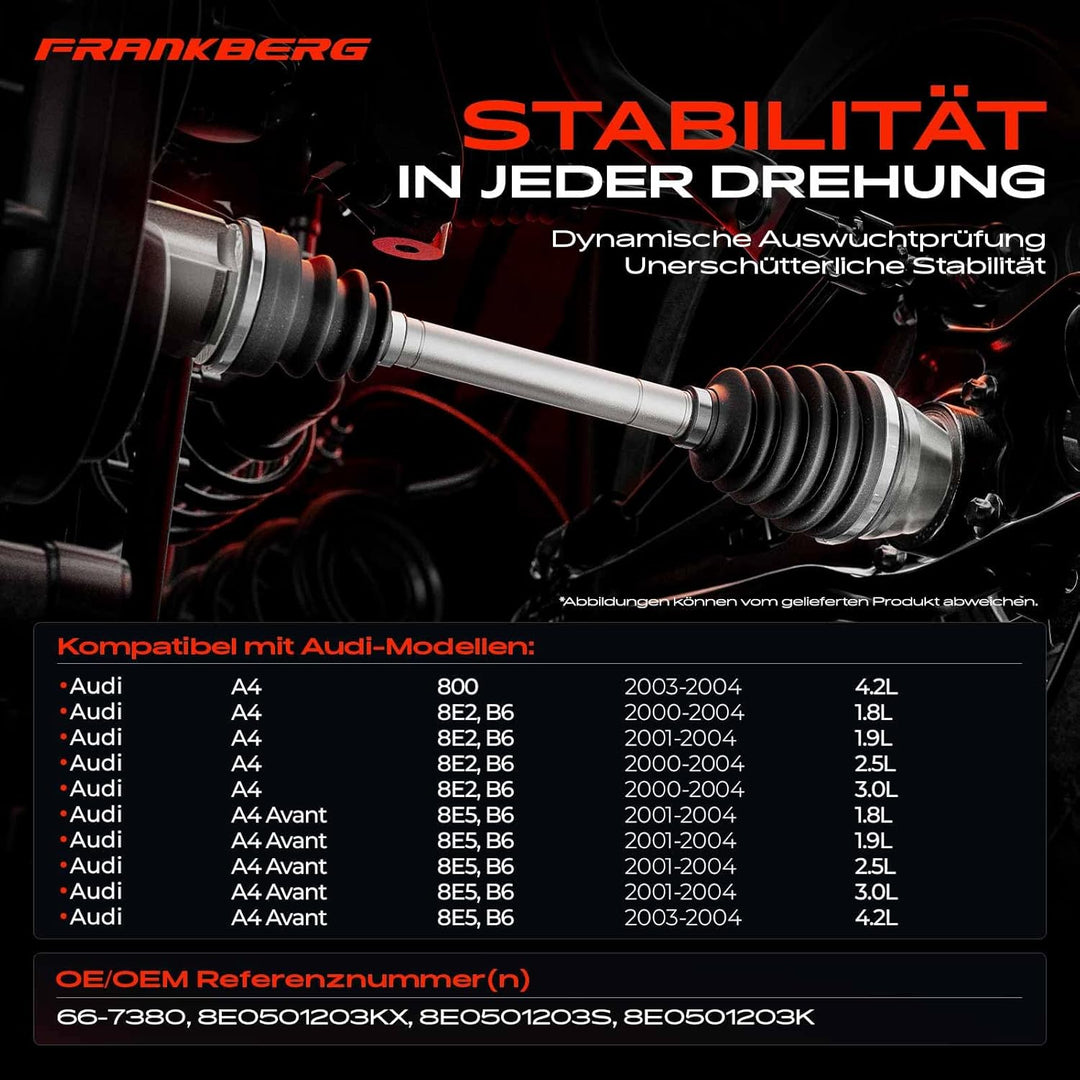 Frankberg 1x Antriebswelle Hinterachse Kompatibel mit A4 8E2 B6 A4 Avant 8E5 B6 1.8L-4.2L Stufenheck