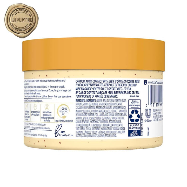 Dove Peeling-Peeling-Körperpolitur, Mandel und Mangobutter, 310 ml