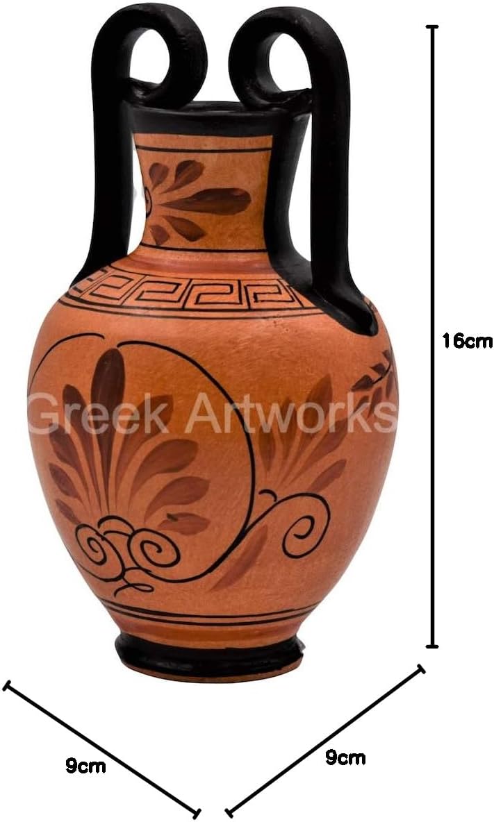 Griechische schwarze Keramik-Vase, Topf mit Töpferei, Göttin Aphrodite, 17 cm