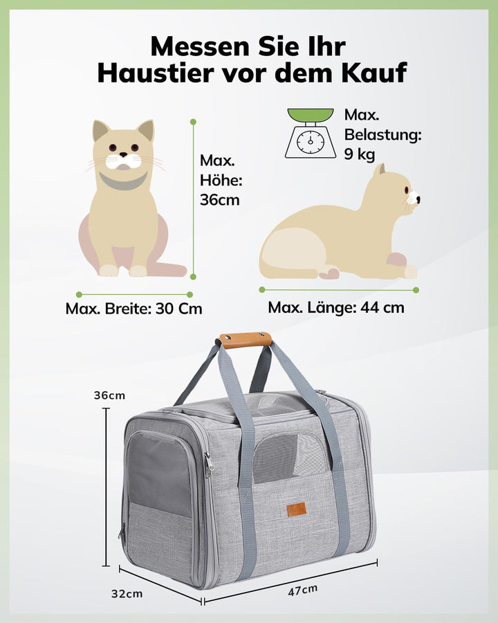 Morpilot Katzentransportbox für grosse Katzen und Welpen bis 7kg, Katzenbox Hundetasche mit Sicherhe