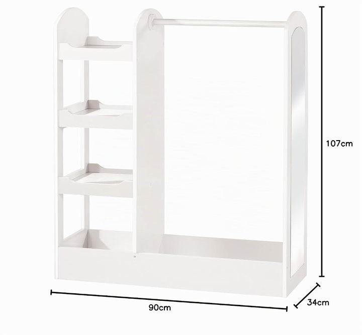 roba Garderobe, Kindermöbel mit Kleiderständer, Regal, Kleiderstange &amp; grossem Spiegel; aus Holz wei