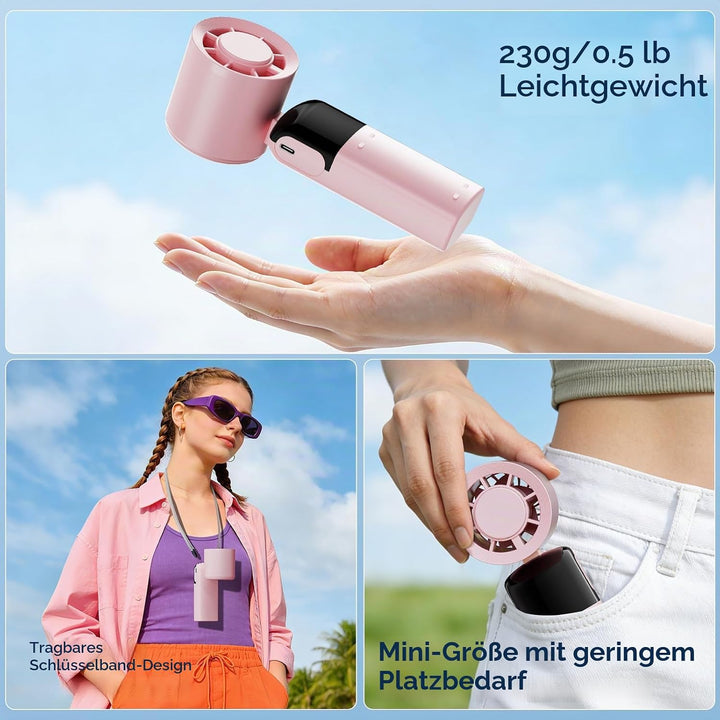 Handventilator Tragbarer Mini Ventilator, Turbo Ventilator mit 100 Stufen und LED Display, 4000mAh W