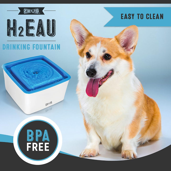 Zeus Trinkbrunnen für Hunde, weiss/blau, 1,5L Trinkbrunnen 1,5L, Trinkbrunnen 1,5L